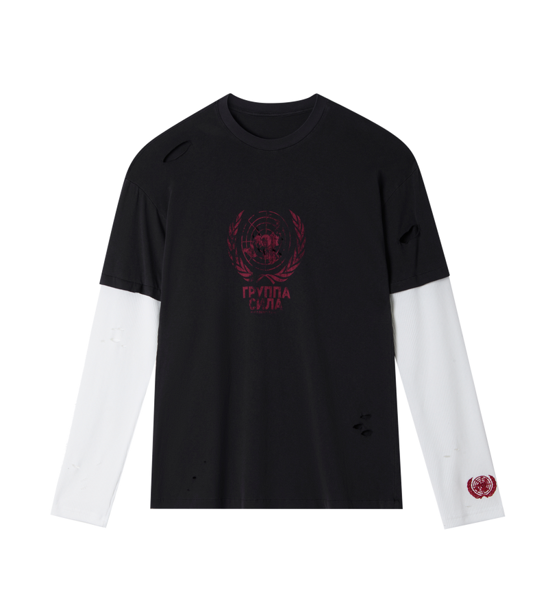BLACK UN DOUBLE LAYER LIGHT WEIGHT THERMAL TEE